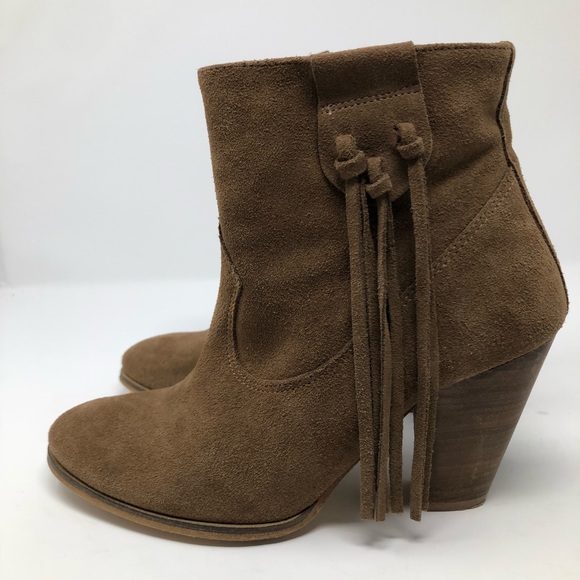 Anthropologie Howsty Marci Fringe Brown Boot Sz 38 - Picture 2 of 8